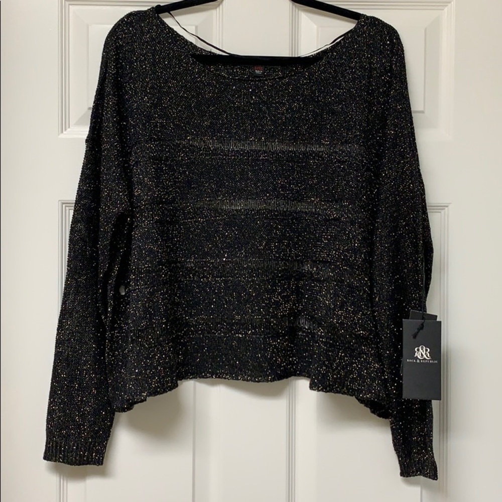 Rock & Republic black and gold shimmer sweater